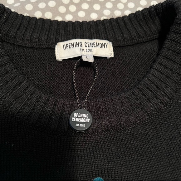 Opening ceremony black wool hand sweater flocked goth diesel Owens - Picture 5 of 8